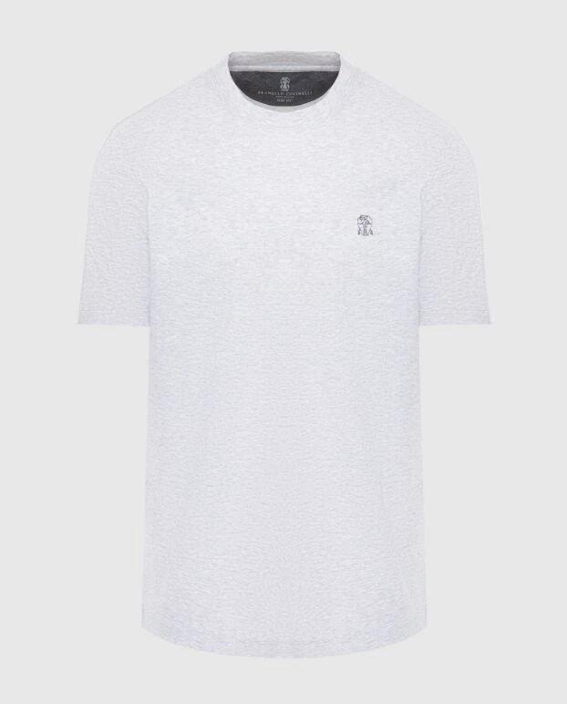 Кеудесінде кесте тігілген сұр меланжды футболка - фото 1