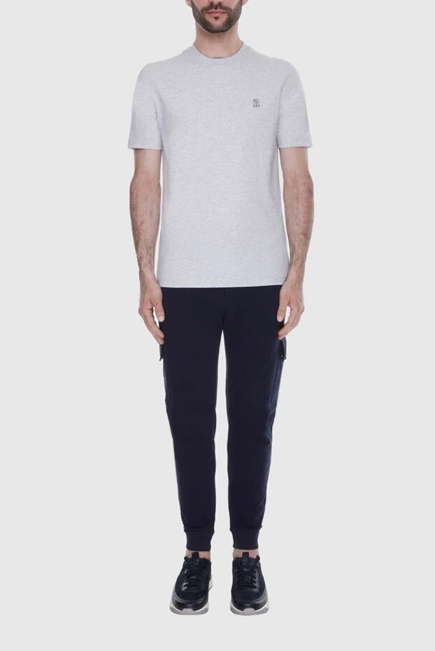 Brunello Cucinelli кеудесінде кесте тігілген сұр меланжды футболка 173549 - фото 2