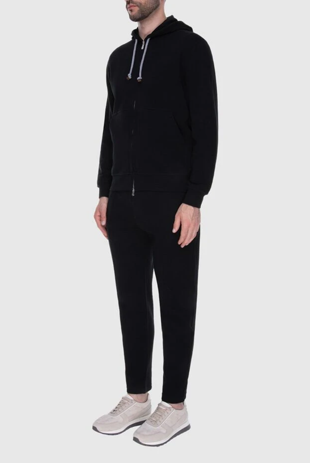 Brunello Cucinelli черный костюм из хлопкового трикотажа с капюшоном и молнией 195764 - фото 3