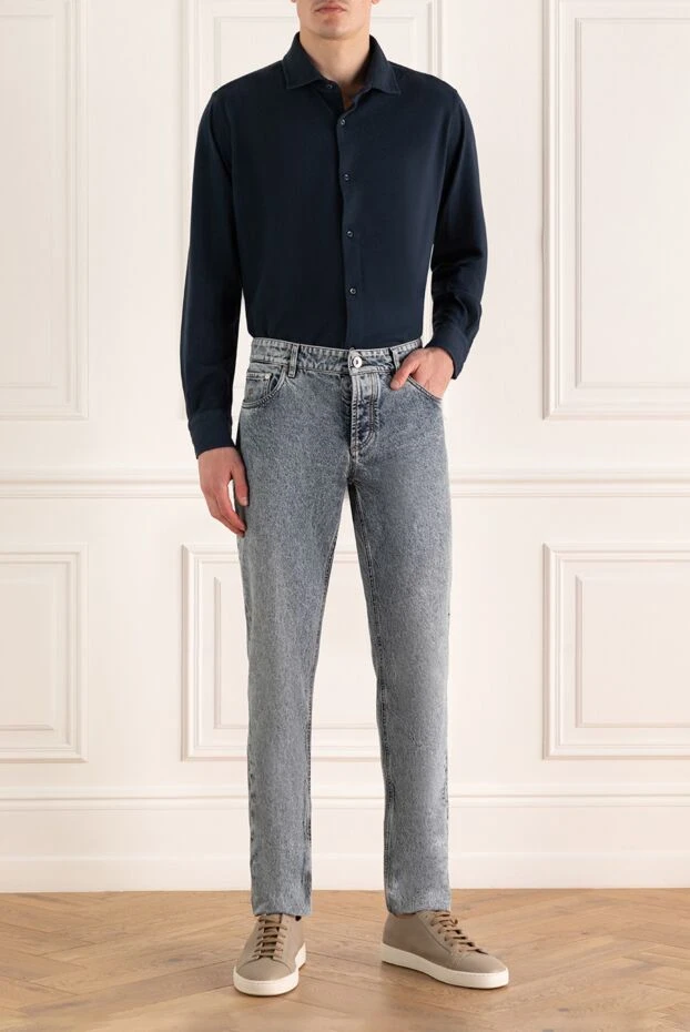 Brunello Cucinelli men's light blue denim jeans with a stonewash effect
 173585 - photo 3