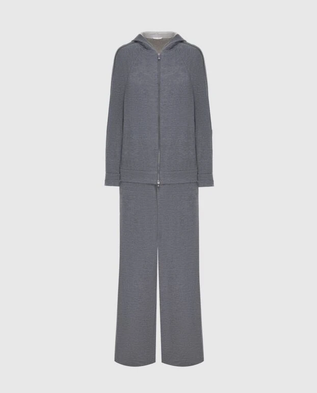 Қара сұр түсті жұмсақ жібек трикотаж костюмі - фото 1