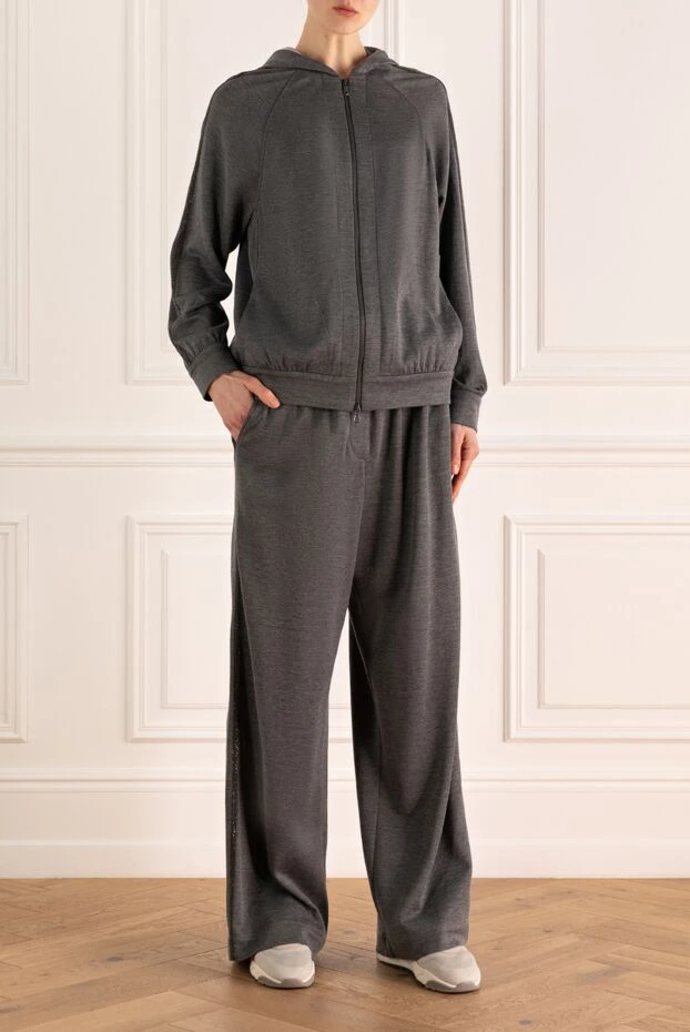 Brunello Cucinelli мягкий костюм из шелковистого трикотажа в темно-сером цвете 173586 - фото 2