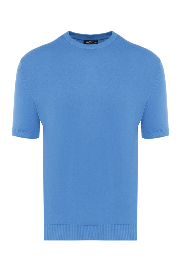 Cesare di Napoli man cotton short sleeve jumper blue for men купить с ценами и фото 173587 - photo 1