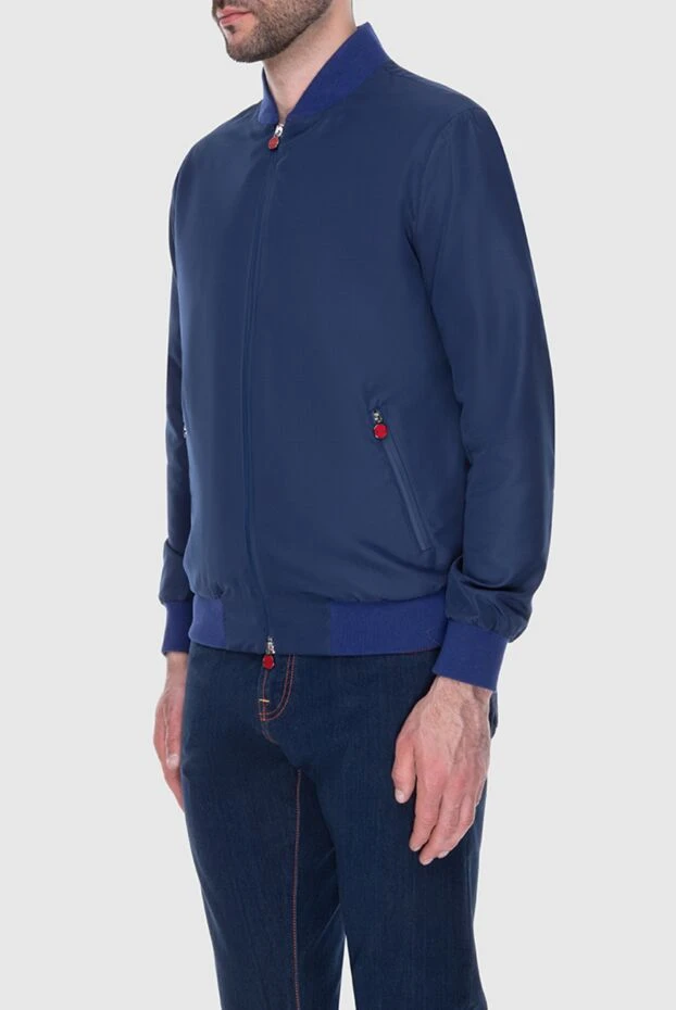 Kiton куртка-бомбер синяя с яркими эластичными вставками мужская 173594 - фото 3