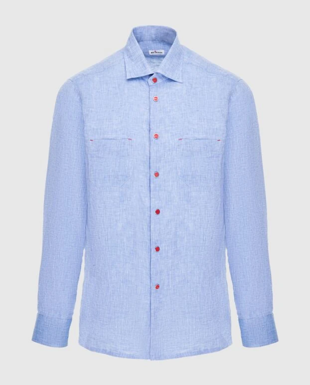 Kiton man blue cotton shirt for men 173600 - photo 1