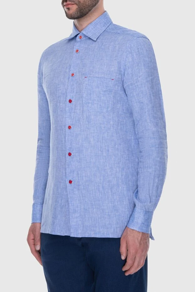 Kiton қарама-қарсы фитингтері бар ерлер көгілдір мақта көйлек 173600 - фото 3