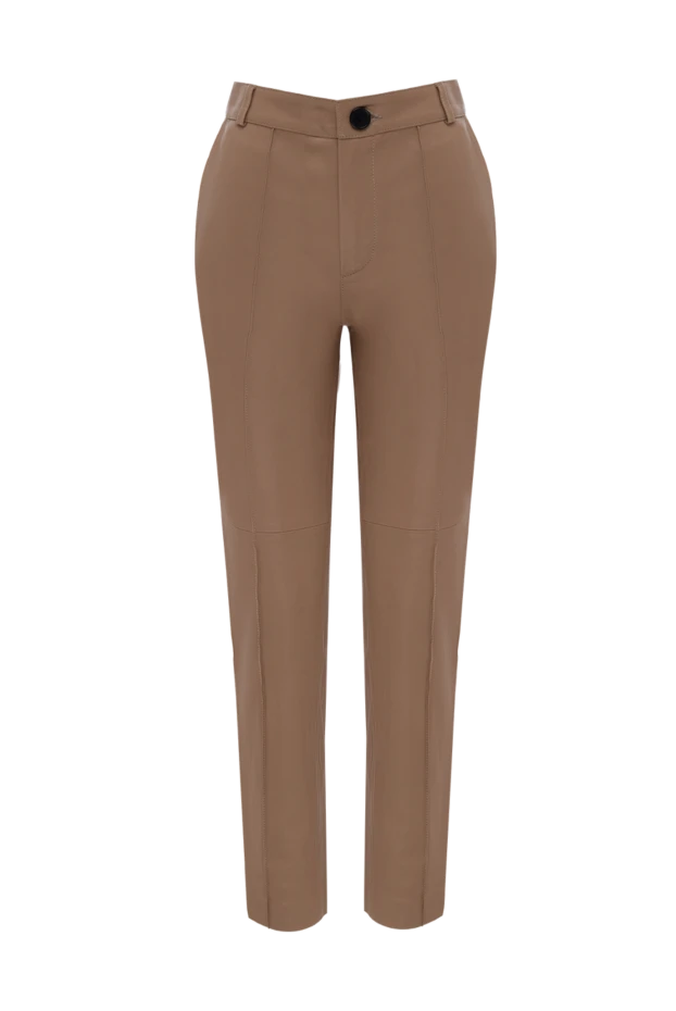 Fleur de Paris woman beige leather pants for women купить с ценами и фото 173644 - photo 1