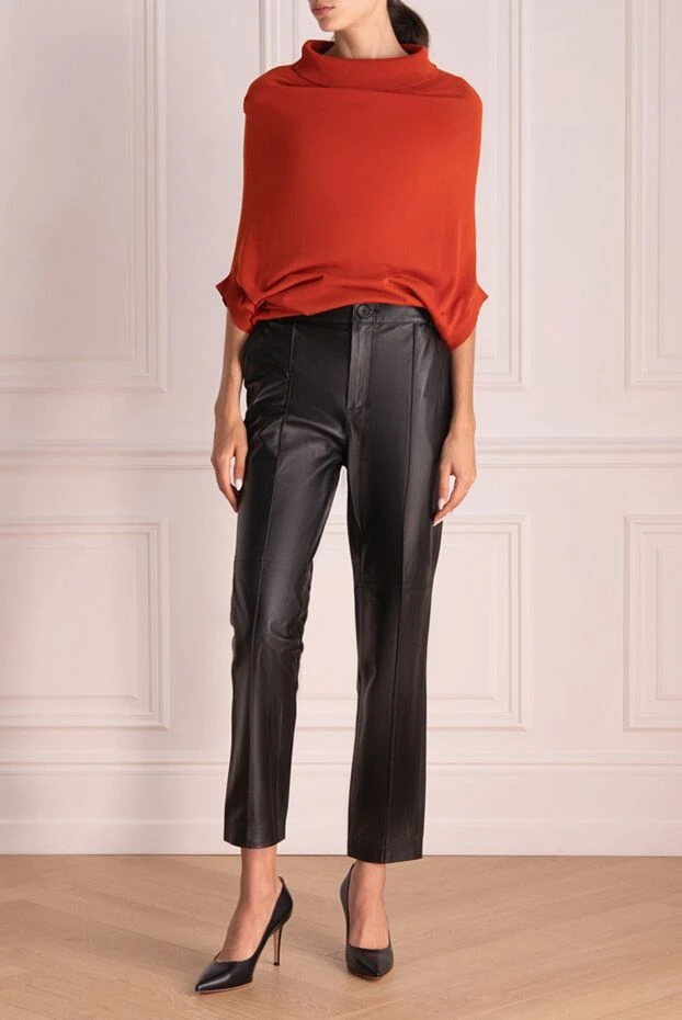 Fleur de Paris woman black leather pants for women купить с ценами и фото 173645 - photo 2