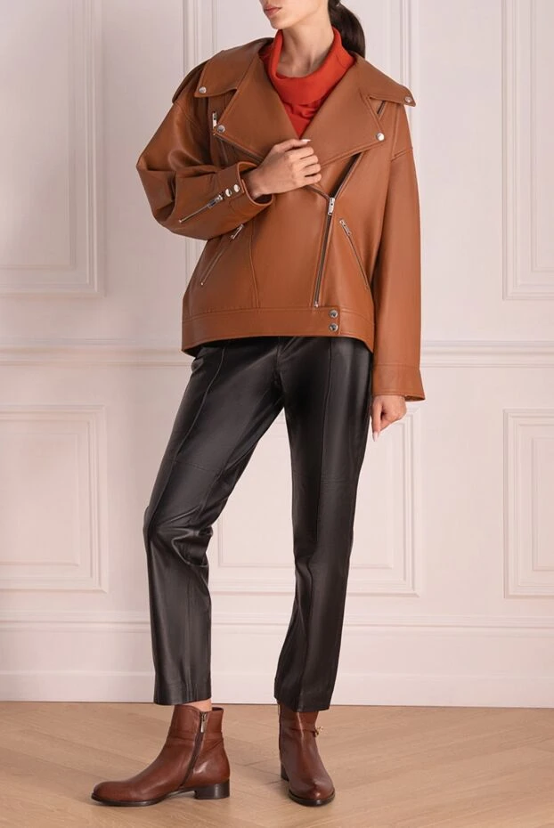 Fleur de Paris woman brown leather jacket for women купить с ценами и фото 173646 - photo 2