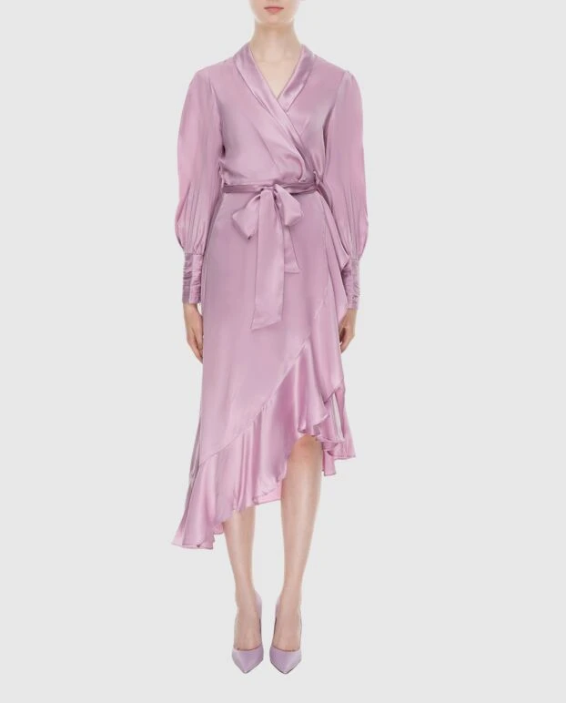 Zimmermann women's purple silk midi dress with long sleeves and a belt 173664 - photo 2