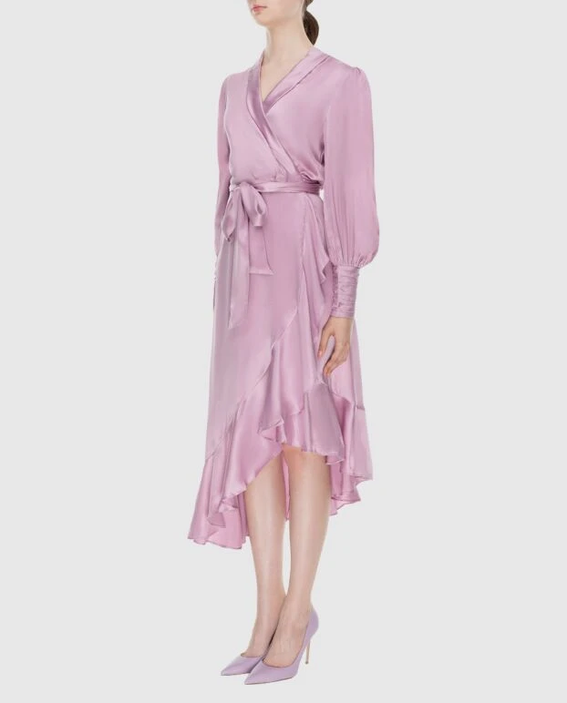 Zimmermann women's purple silk midi dress with long sleeves and a belt 173664 - photo 3