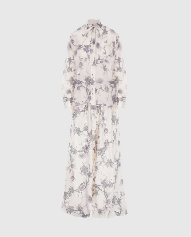 Women's white suit in floral gray print - photo 1