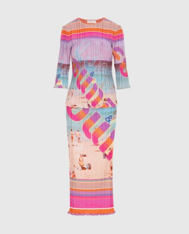 Костюм женский фиолетовый с надписью и узором-пляжем - фото 1