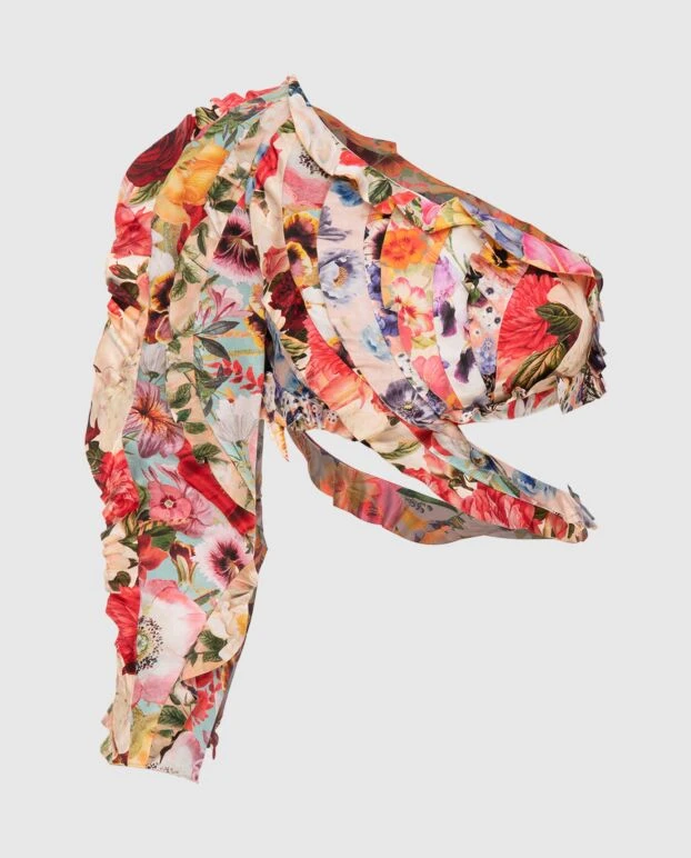 Әйелдерге арналған бір иықты гүлді басылған бежевый топ - фото 1