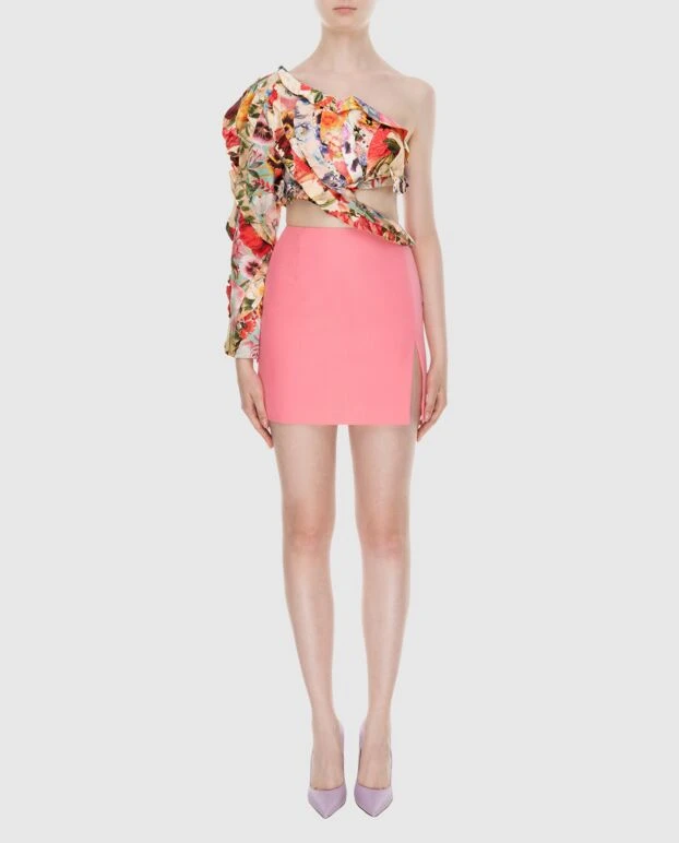 Zimmermann топ женский бежевый на одно плечо в цветочный принт 173681 - фото 2