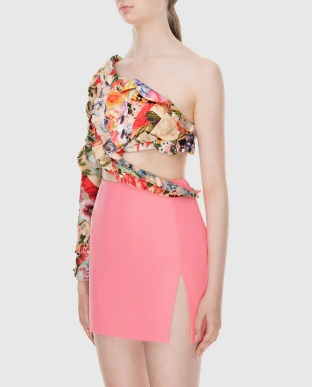 Zimmermann топ женский бежевый на одно плечо в цветочный принт 173681 - фото 3