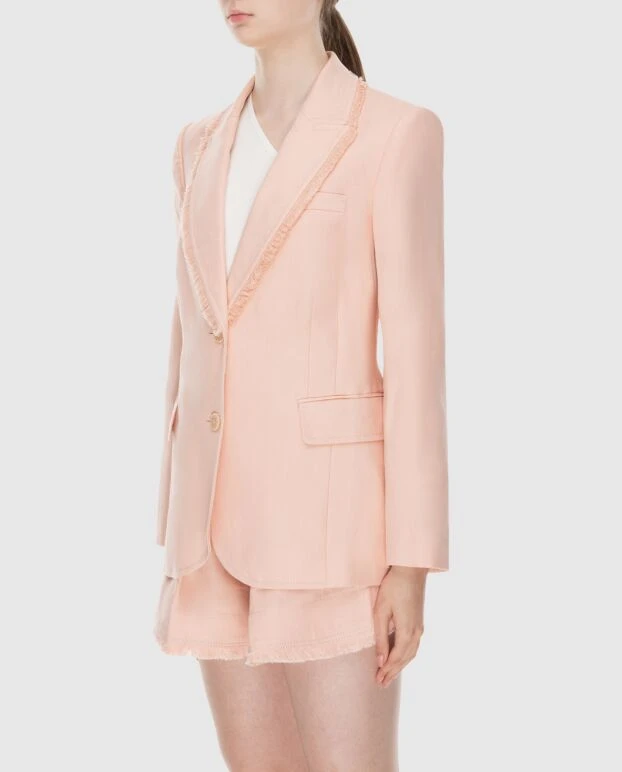 Zimmermann жакет женский бежевый льняной с необработанными краями на лацканах 173682 - фото 3