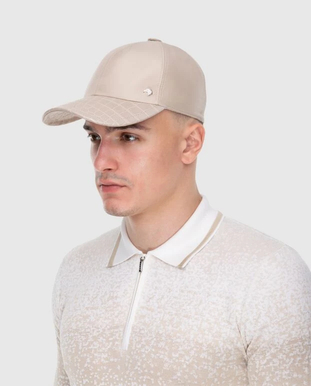 Stefano Ricci кепка из кожи аллигатора и шелка бежевая мужская 173709 - фото 3