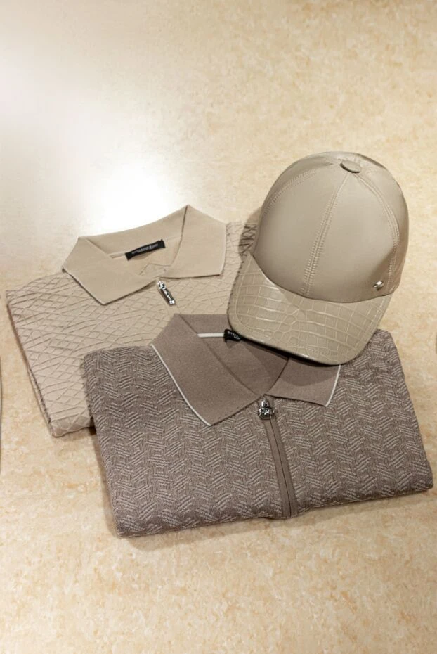 Stefano Ricci кепка из кожи аллигатора и шелка бежевая мужская 173709 - фото 2