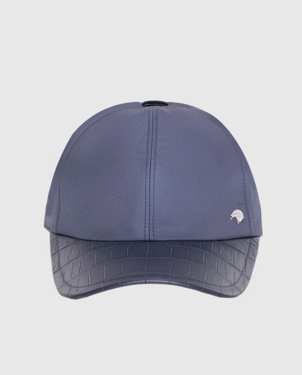 Көк аллигатор терісі және ерлерге арналған жібек қалпақ - фото 1