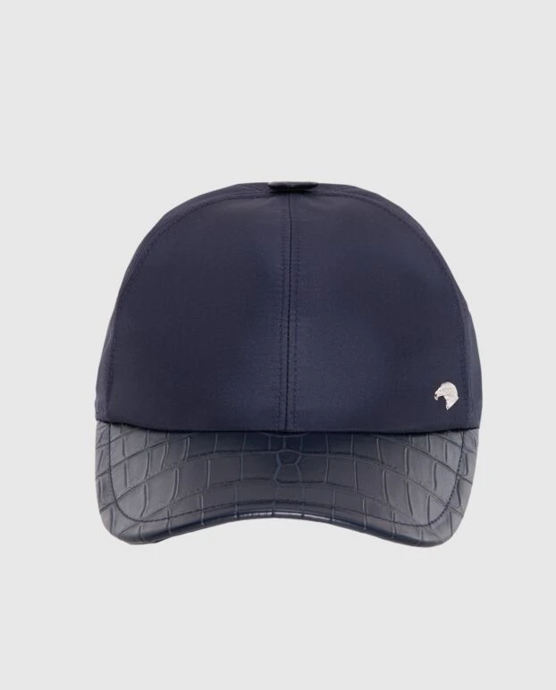 Көк аллигатор терісі және ерлерге арналған жібек қалпақ - фото 1