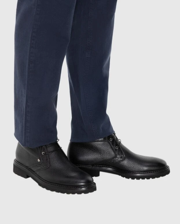 Stefano Ricci men's black boots made of textured leather 173717 - photo 3