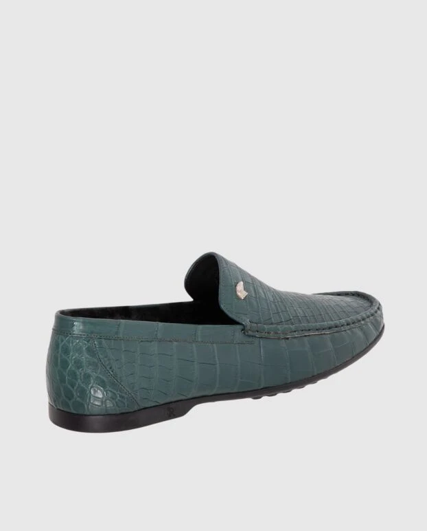 Stefano Ricci текстуралы былғарыдан және металл логотиптен жасалған ерлер жасыл лоферлері 173720 - фото 3