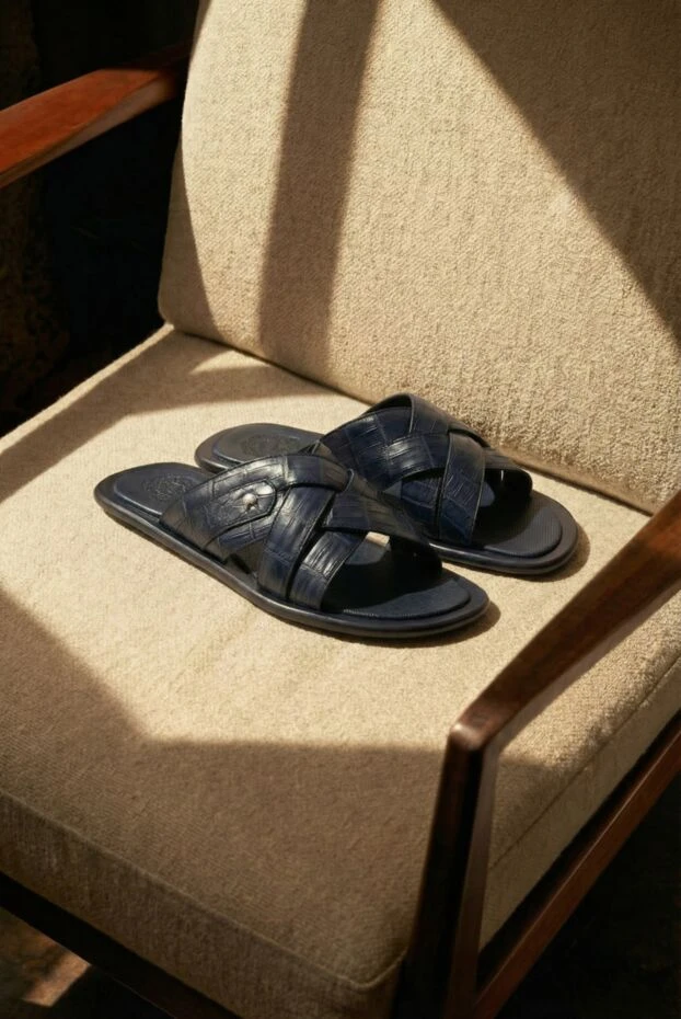 Stefano Ricci сандалии мужские коричневые из фактурной кожи 173723 - фото 2