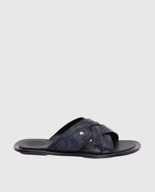 Сандалии мужские коричневые из фактурной кожи - фото 1