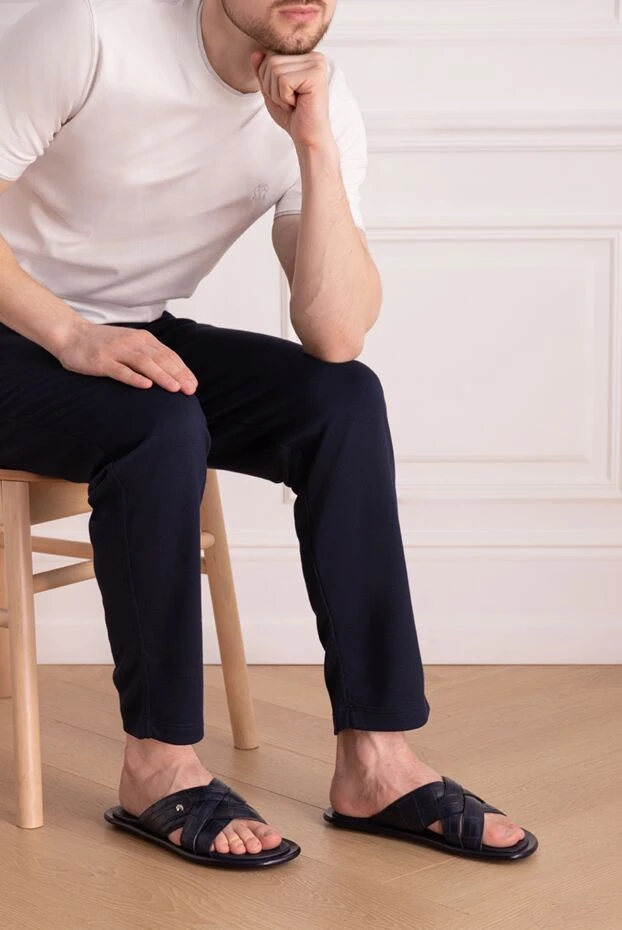 Stefano Ricci сандалии мужские коричневые из фактурной кожи 173723 - фото 3