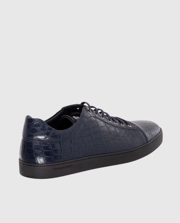 Stefano Ricci сникеры из кожи аллигатора синие мужские 173727 - фото 3