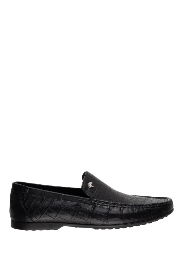 Мокасины мужские из кожи аллигатора черные - фото 1
