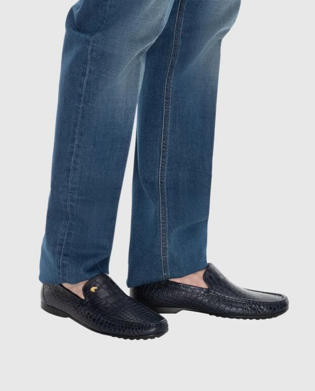Stefano Ricci мокасины мужские из кожи аллигатора синие 173732 - фото 2