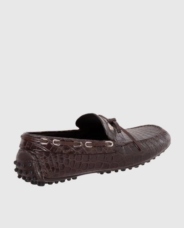 Stefano Ricci мокасины мужские из кожи аллигатора коричневые 173734 - фото 3
