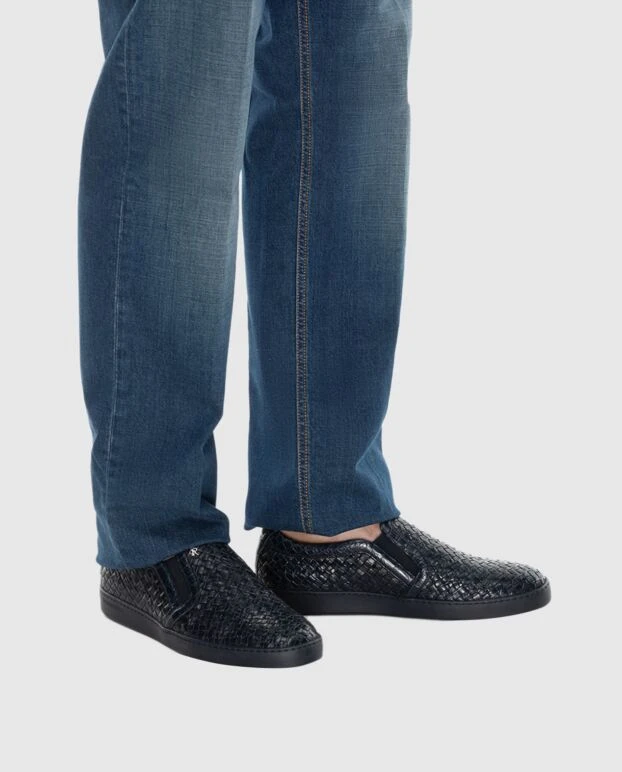 Stefano Ricci лоферы мужские синие из плетеной кожи 173735 - фото 2