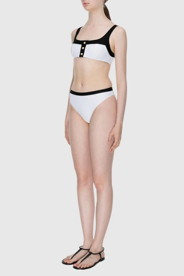 Balmain раздельный купальник женский белый с черными полосками и пуговицами 173745 - фото 3