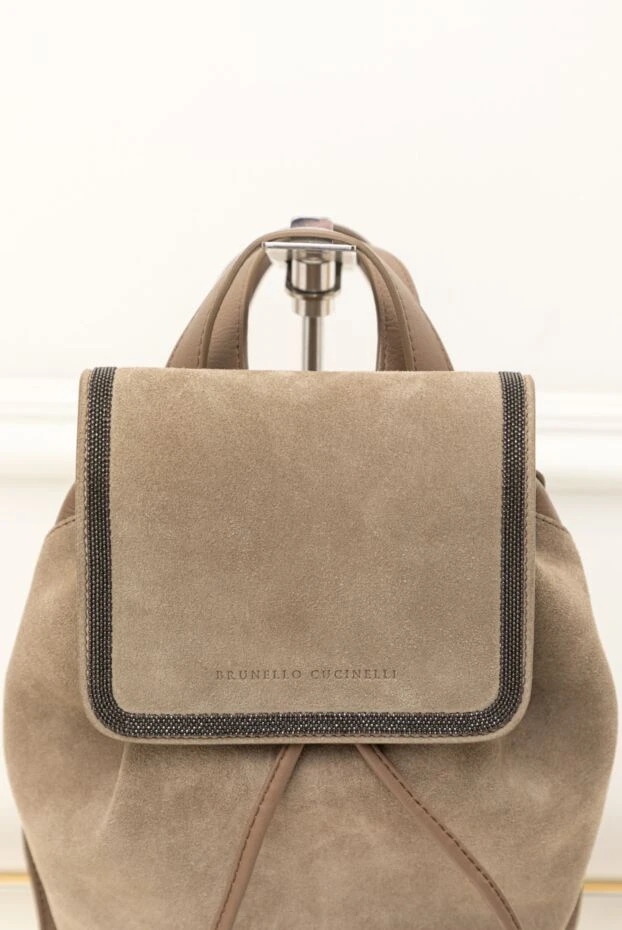 Brunello Cucinelli рюкзак женский бежевый замшевый 173767 - фото 2