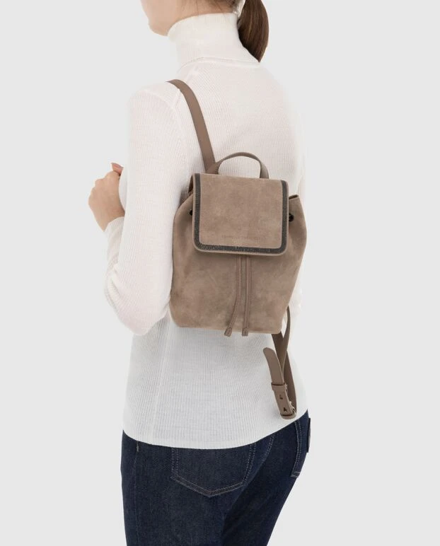 Brunello Cucinelli backpack for women beige suede 173767 - photo 3