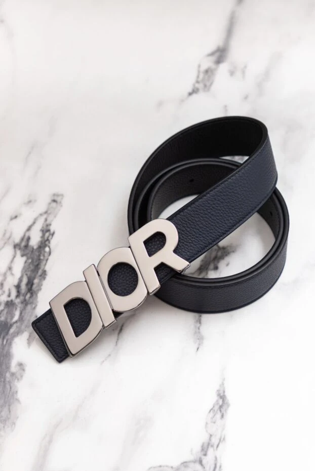 Dior ремень женский синий кожаный с логотипом 173775 - фото 2