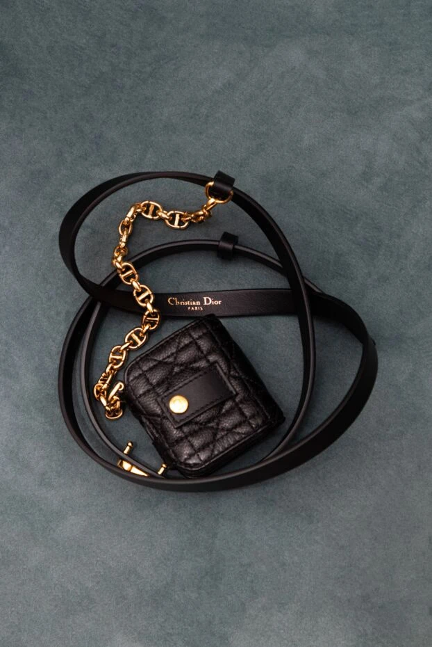 Логотипі бар әйелдердің қара былғары белбеуі - фото 2