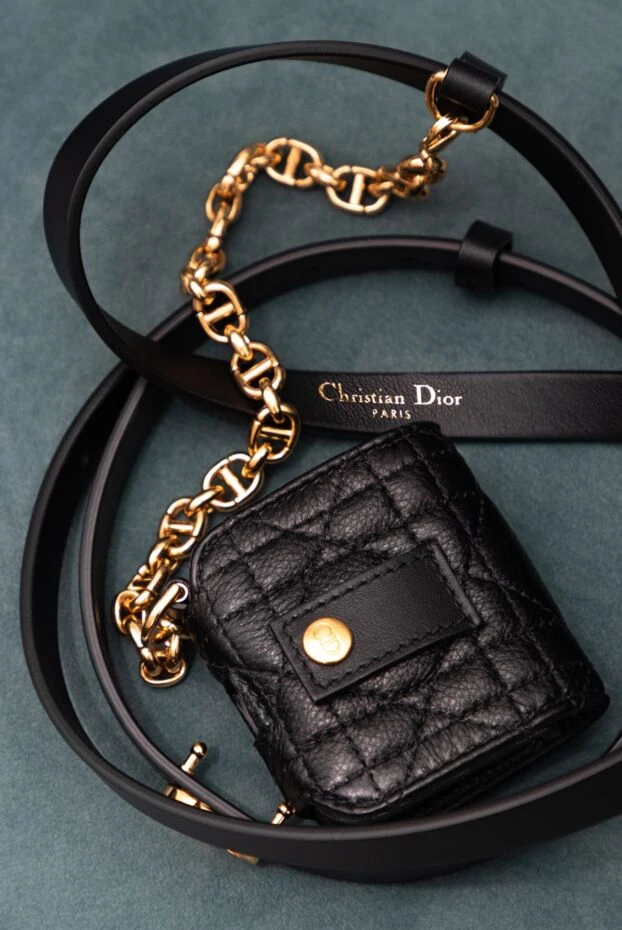 Dior ремень кожаный черный женский с логотипом 173776 - фото 3