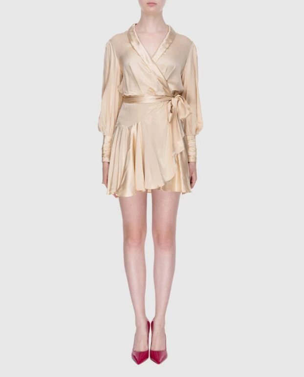 Zimmermann women's beige silk mini dress with long sleeves and a belt 173785 - photo 2