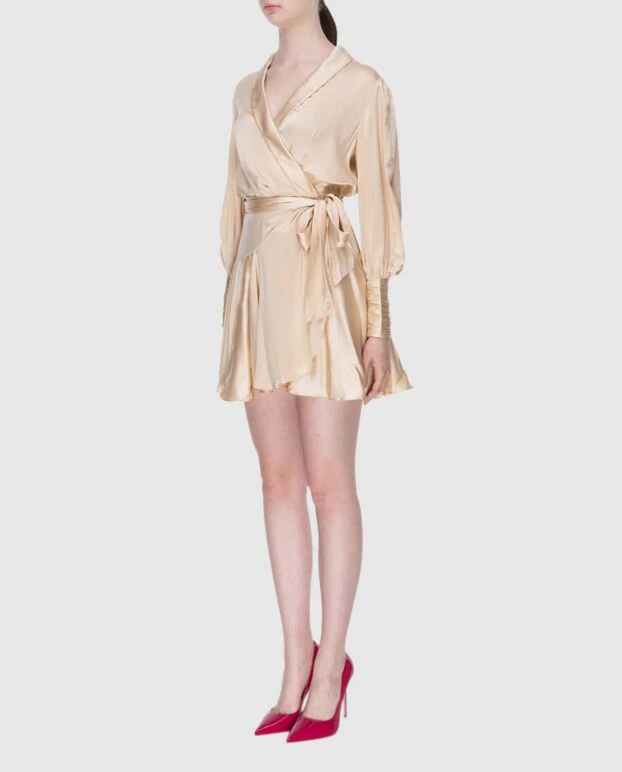 Zimmermann women's beige silk mini dress with long sleeves and a belt 173785 - photo 3