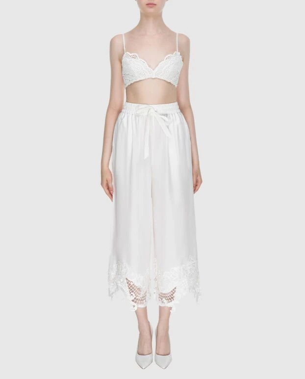 Zimmermann брюки женские белые с кружевом по низу 173790 - фото 2