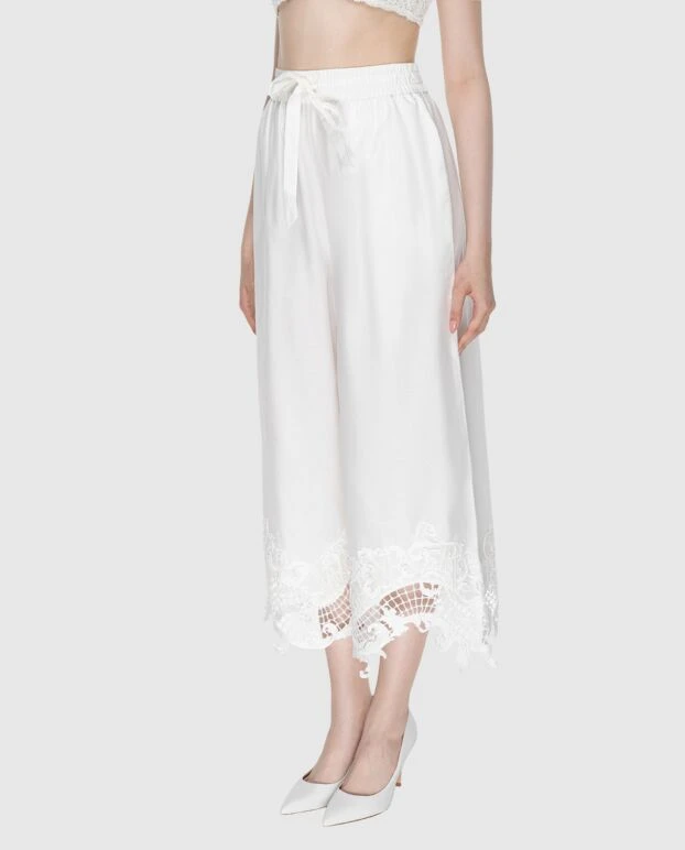 Zimmermann брюки женские белые с кружевом по низу 173790 - фото 3