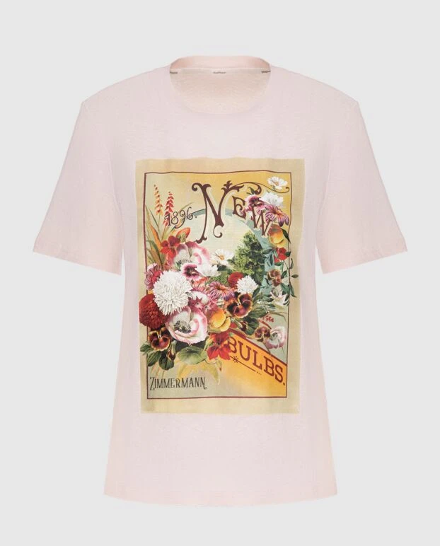 Баспасы бар қызғылт мақта әйелдерге арналған футболка - фото 1