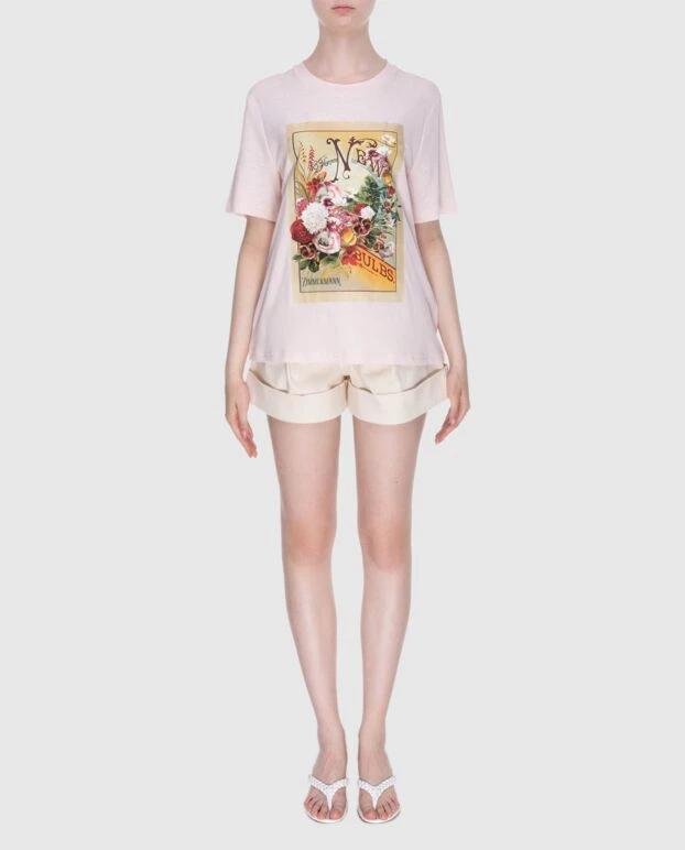 Zimmermann футболка женская розовая хлопковая с принтом 173796 - фото 2