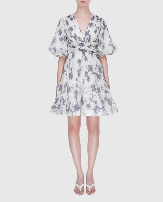Zimmermann gray women's mini dress with v-neck and floral print 173798 - photo 2