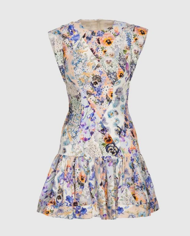 Zimmermann платье женское голубое льняное в цветочный узор 173799 - фото 1