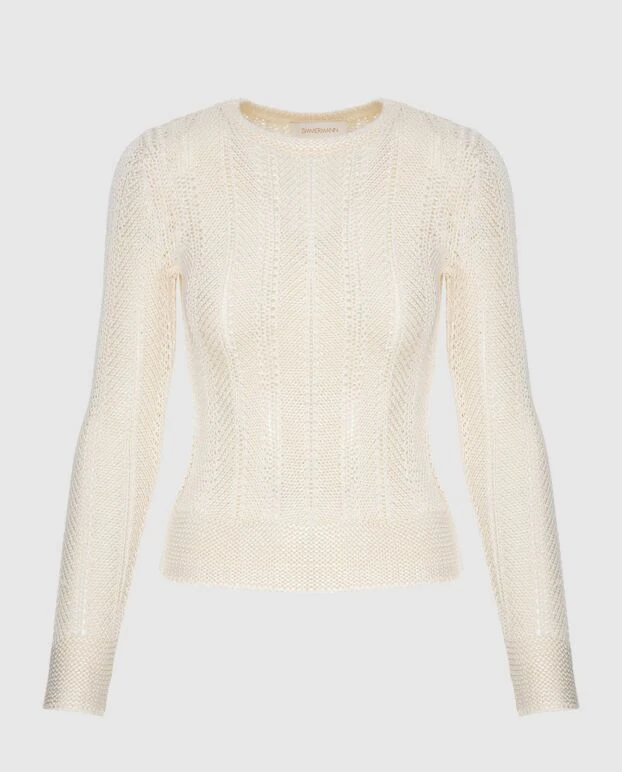Women's beige jumper in textured knit - photo 1